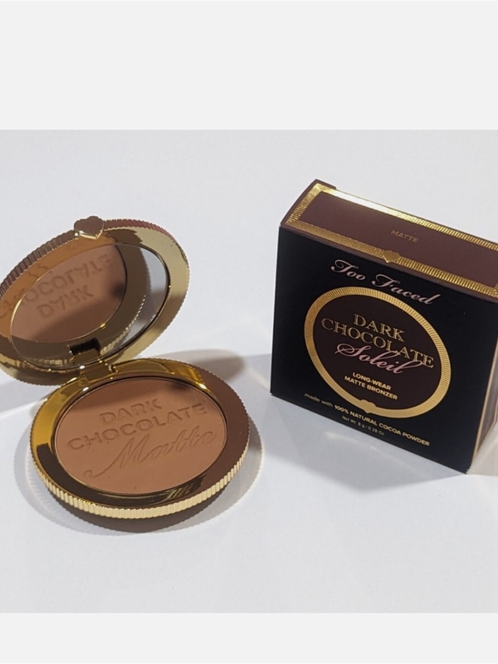 Too Faced Dark Chocolate Soleil Matte Bronzer - Brown & Gold Compact